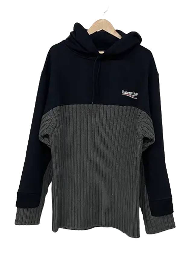 Luxury Balenciaga Trending 2026 Wave Logo Knit Hoodie Black