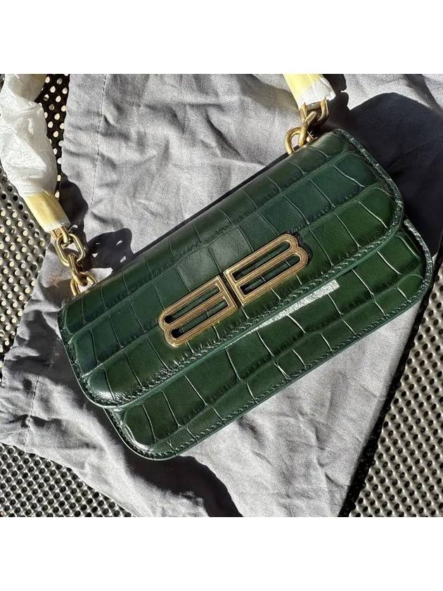 Luxury Balenciaga Trending 2026 Crocker Leather Gossip Shoulder Bag Green