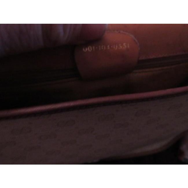Gucci Vintage Beige With Camel Small G Logo And Red Green Stripe Leather Coated Canvas