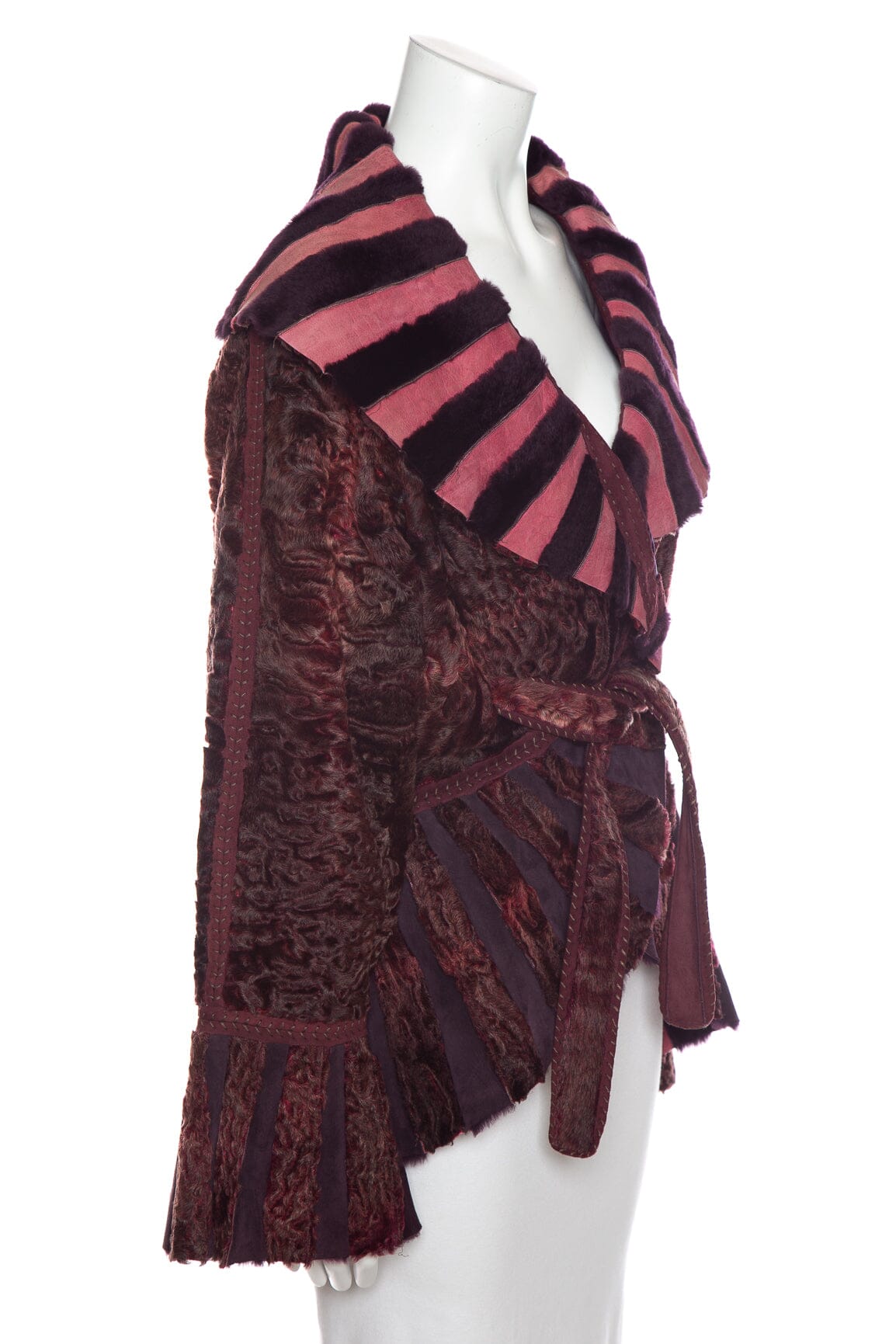 Fendi  2005 Fall/Winter Fur and Silk Belted Jacket SZ N/A