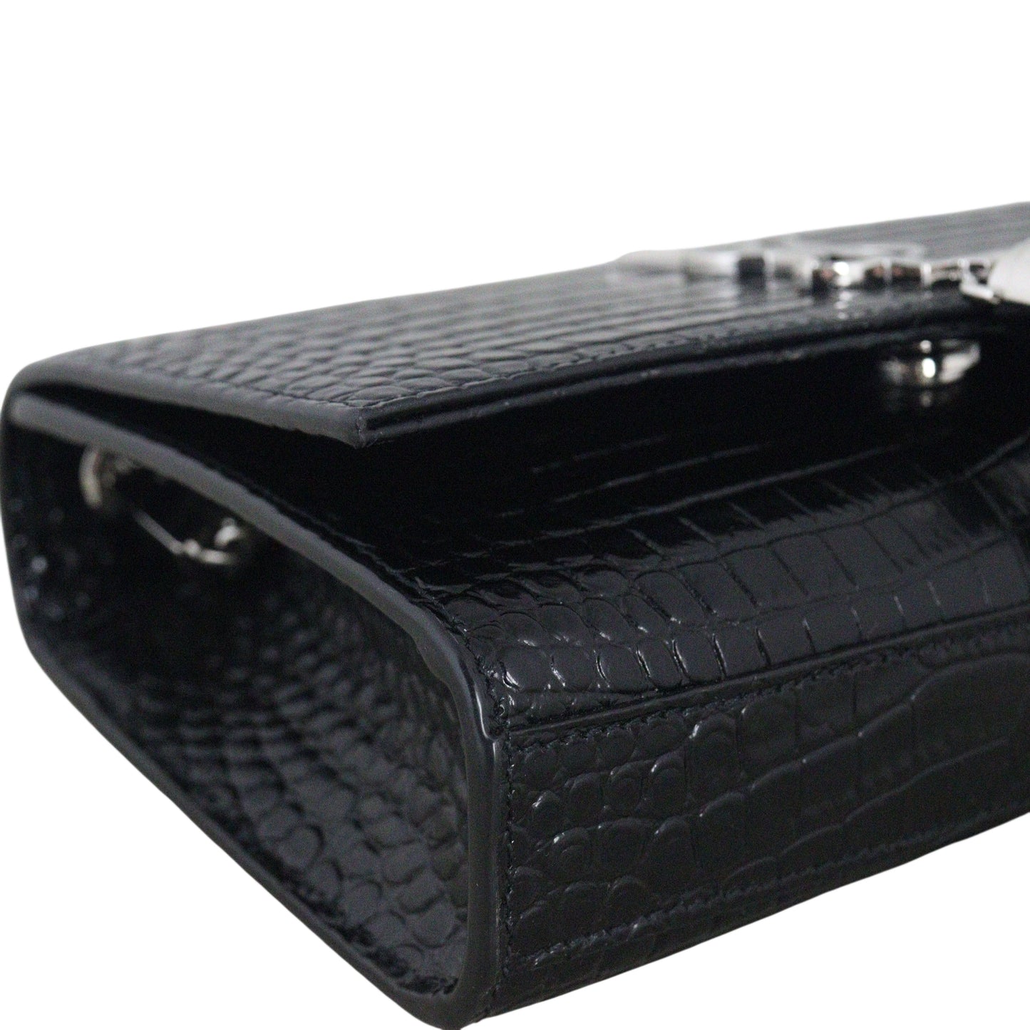 Saint Laurent Kate Tassel Chain Bag Small Croc-Embossed