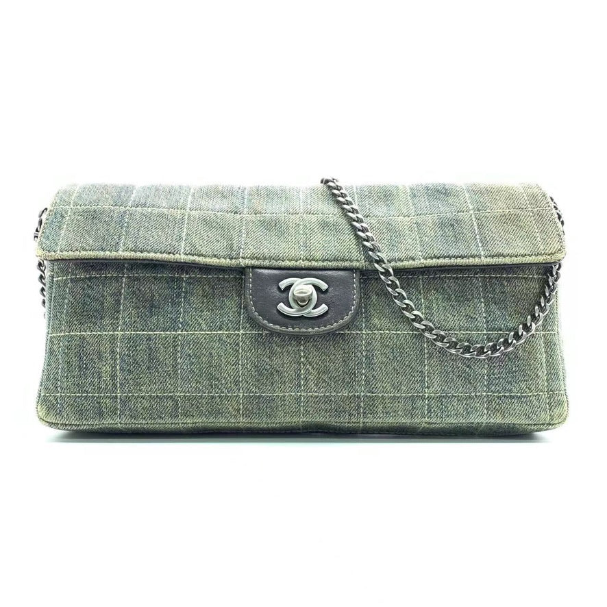 Vintage Chanel East West Denim Shoulder Bag