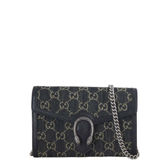 Gucci Dionysus GG Denim Chain Wallet