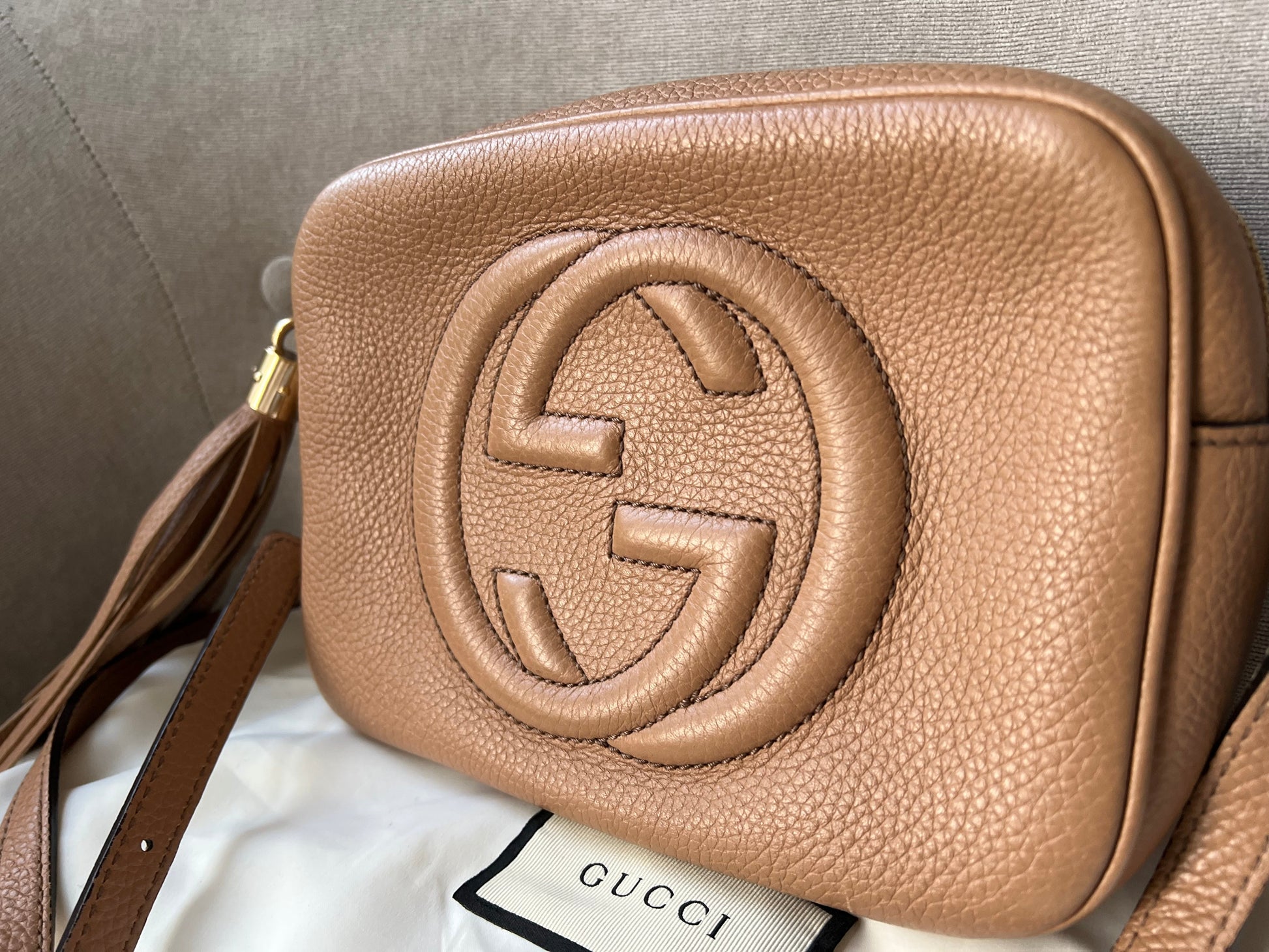 Gucci Soho Beige Leather Shoulder Bag Style 8