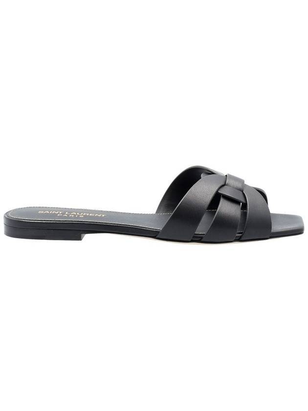 Luxury Saint Laurent Trending 2025 Tribute Smooth Leather Flat Mules Black