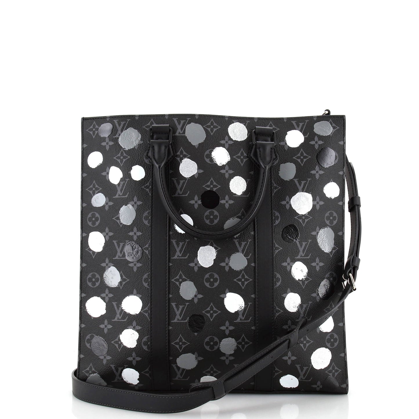 Louis Vuitton Sac Plat Bag Yayoi Kusama Painted Dots Monogram Eclipse Canvas