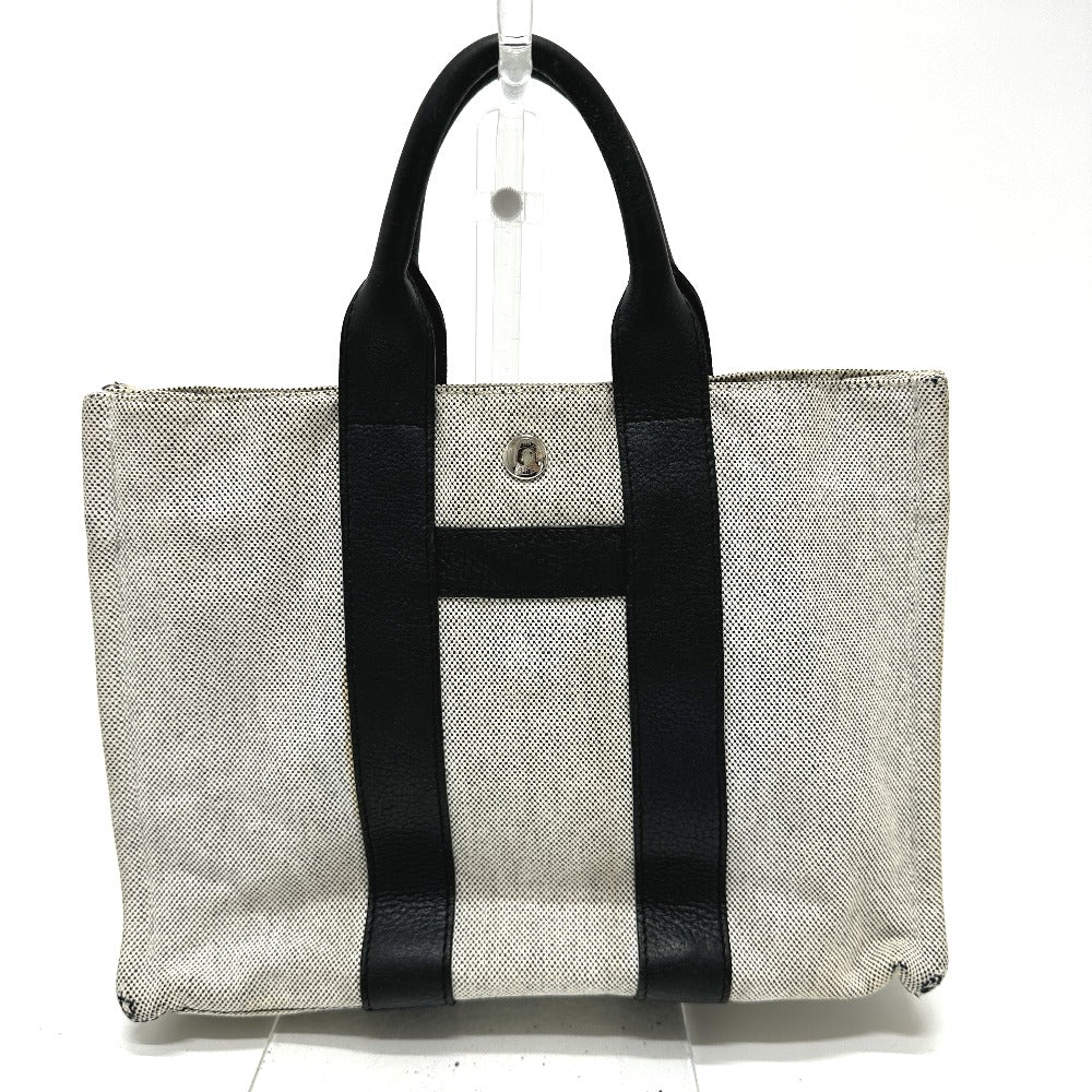HERMES Tote Bag Toile H, Leather gray Sac Arne PM