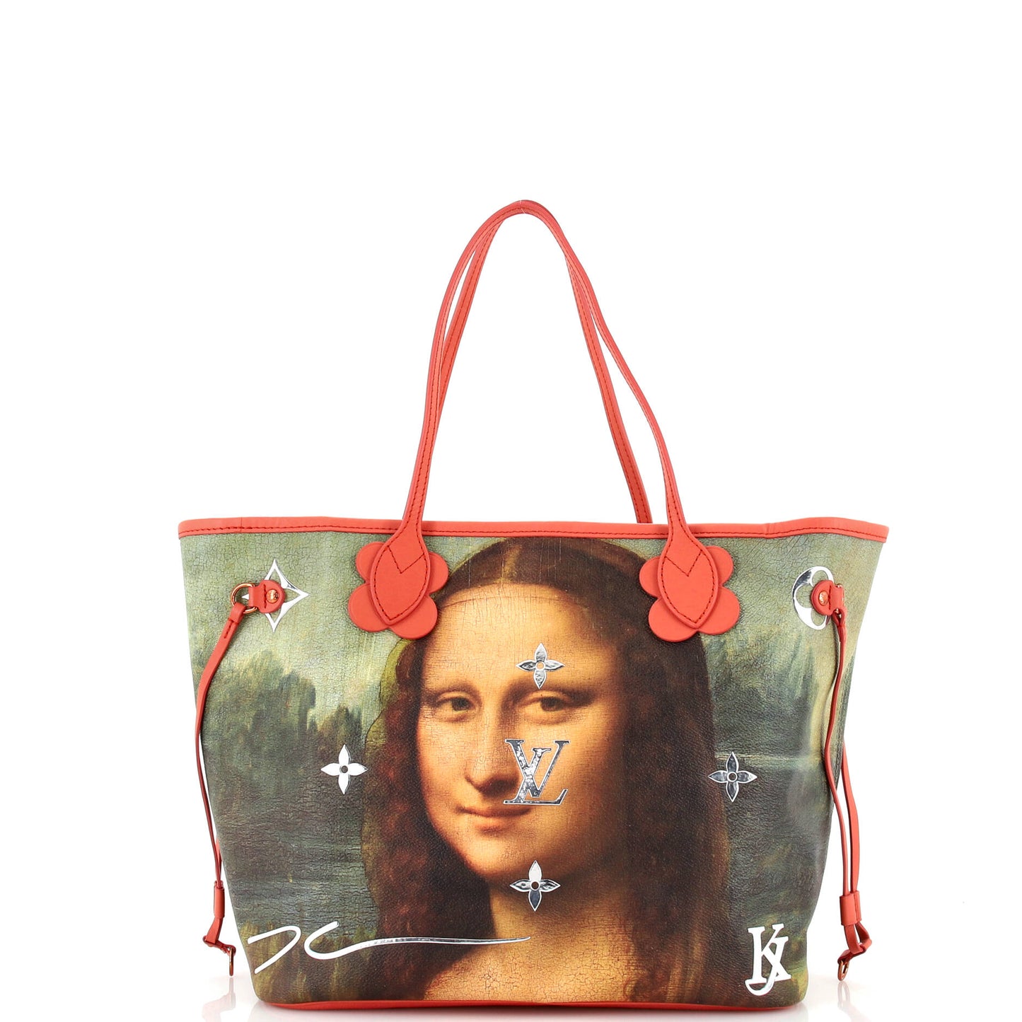 Louis Vuitton Neverfull NM Tote Limited Edition Jeff Koons Da Vinci Print Canvas MM