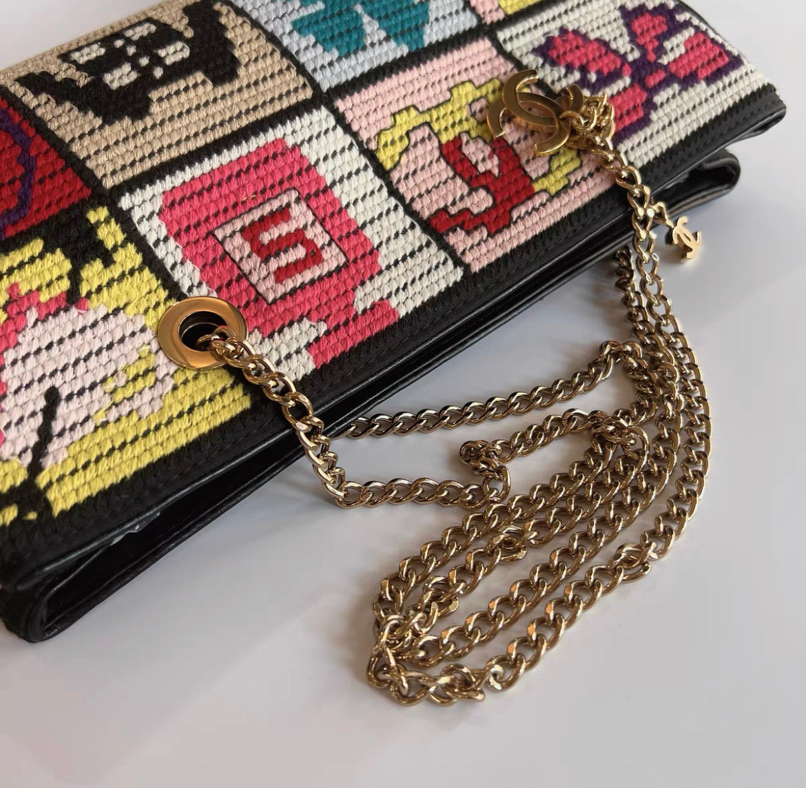 Chanel  Cross stitch shoulder bag