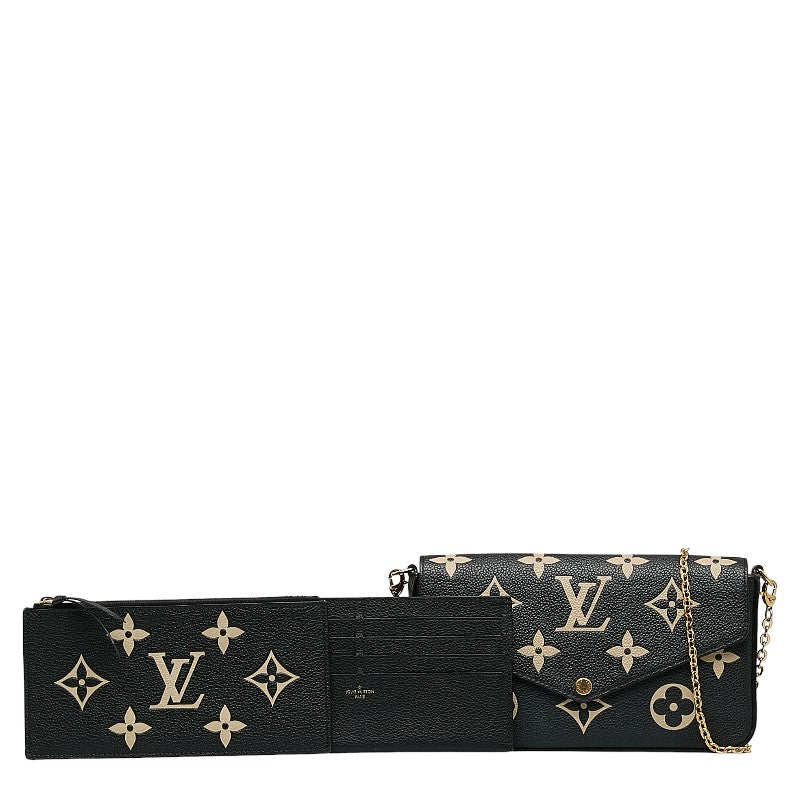 Louis Vuitton Monogram Emplant Poschet Felice Chain Shoulder Bag M80482 Black Beige Leather Louis Vuitton