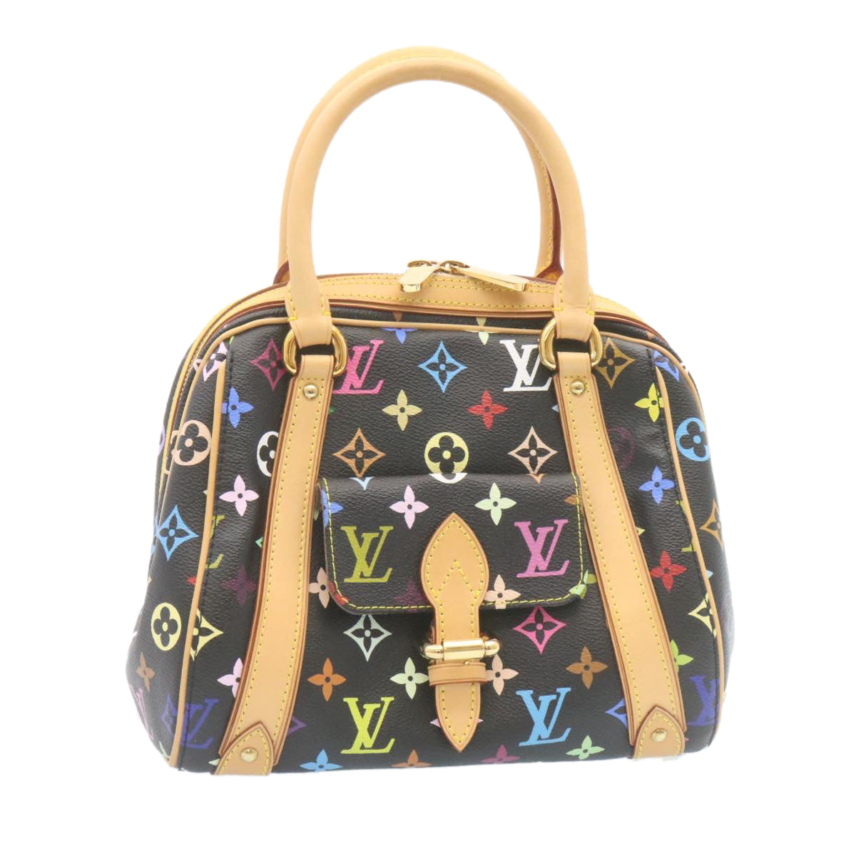 LOUIS VUITTON Monogram Multicolor Priscilla Hand Bag Black M40097 LV 27844A