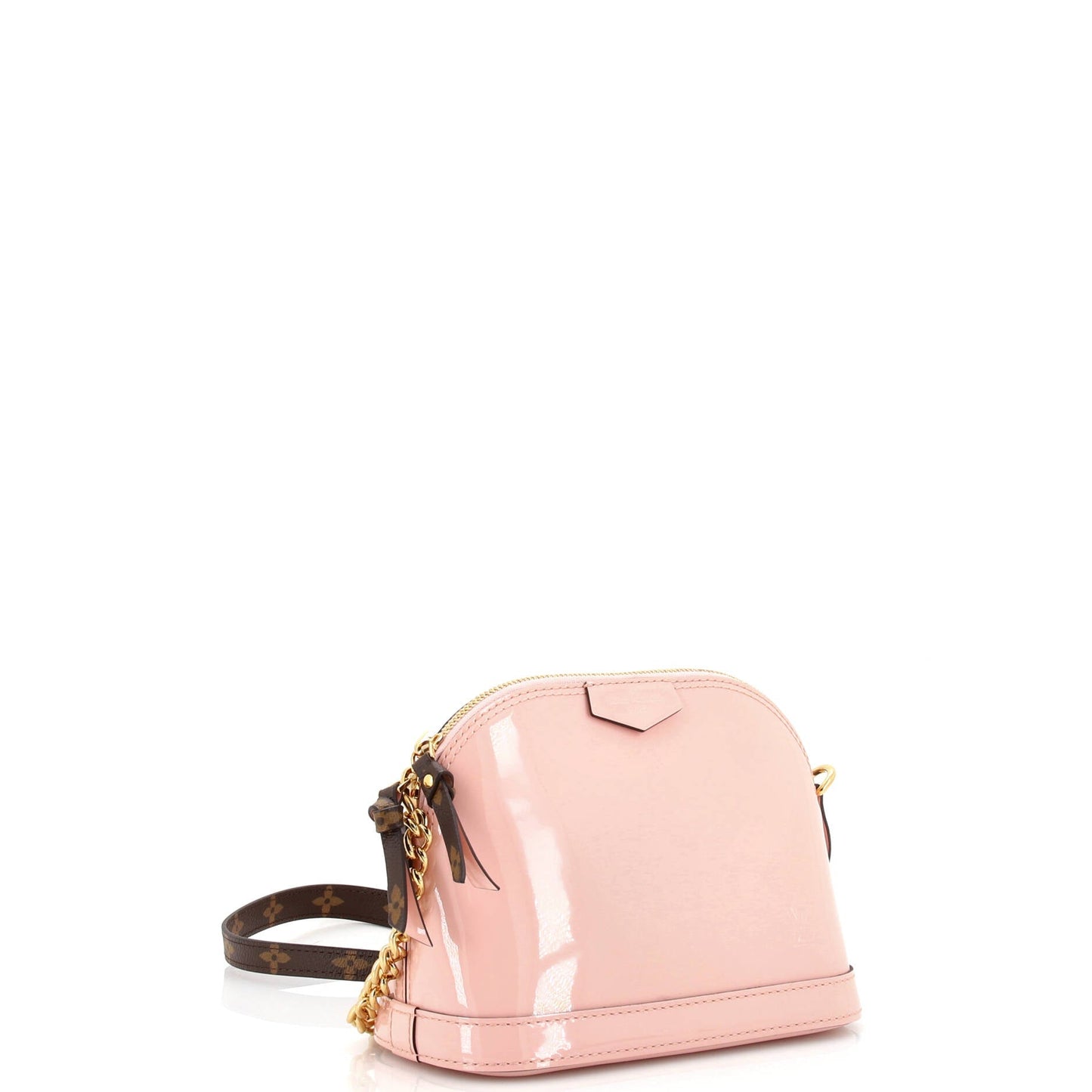 Louis Vuitton Alma Chain Handbag Vernis with Monogram Canvas Mini