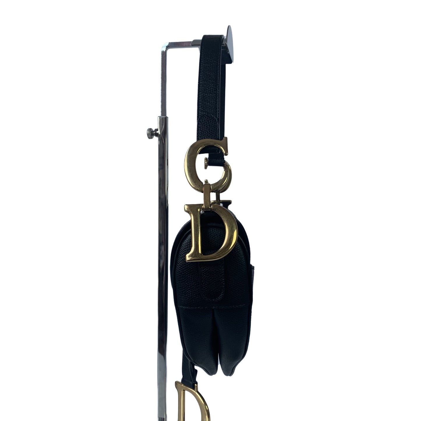 Dior Saddle Black Medium Grained Leather Handbag with Gold Hardware
