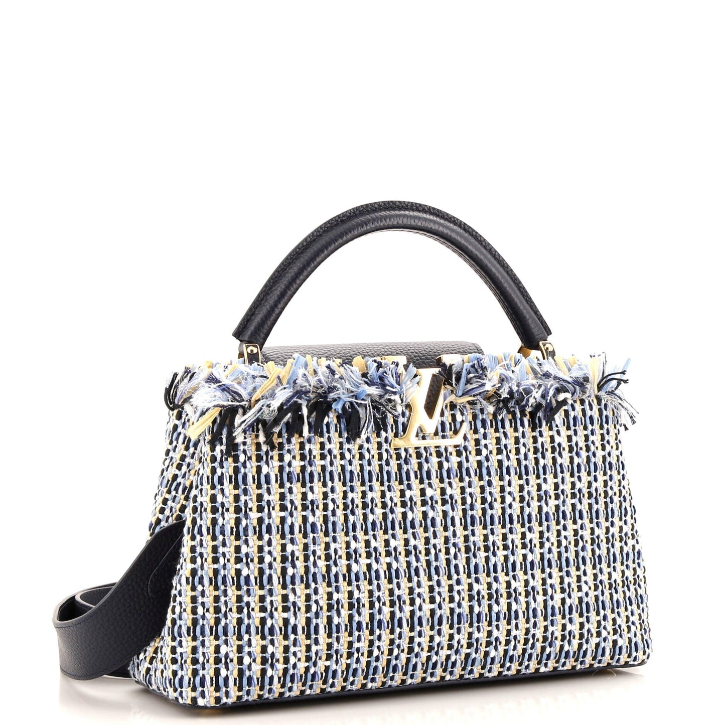 Louis Vuitton Capucines Bag Woven Raffia, Cotton Ribbon, and Silvery Threads MM