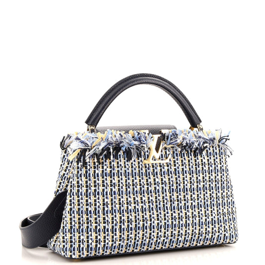 Louis Vuitton Capucines Bag Woven Raffia, Cotton Ribbon, and Silvery Threads MM