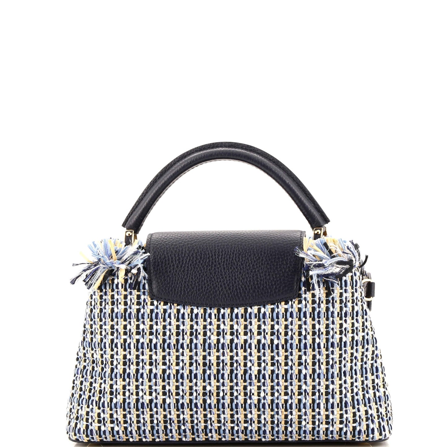 Louis Vuitton Capucines Bag Woven Raffia, Cotton Ribbon, and Silvery Threads MM