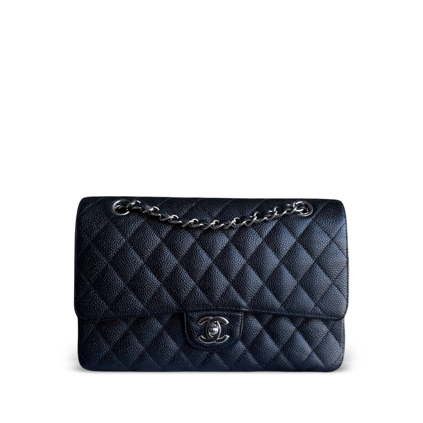 Chanel Classic Flap Medium - Caviar 25CM Quilted Black Silver Hardware Series 20