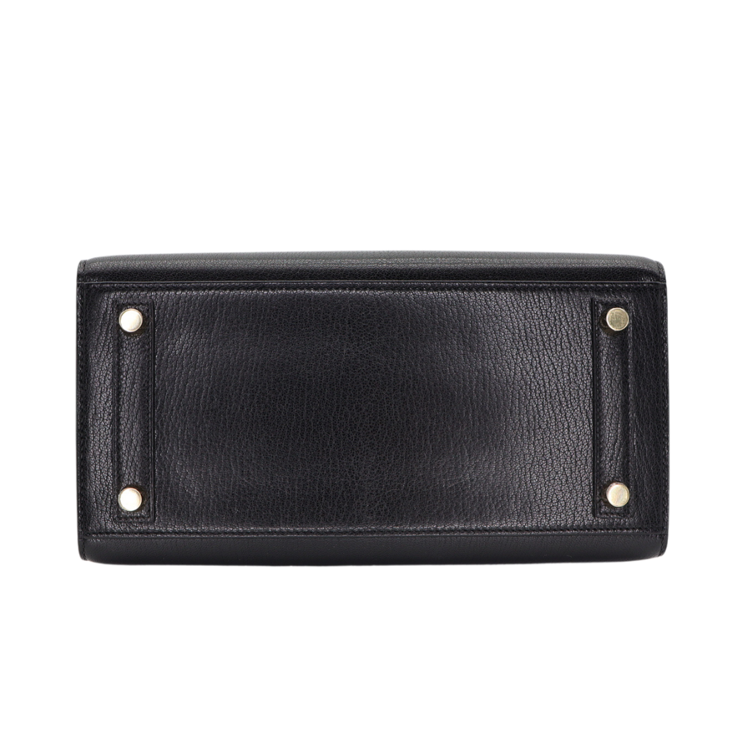 Hermes25cm Birkin Sellier Black Chèvre Leather Gold Hardware