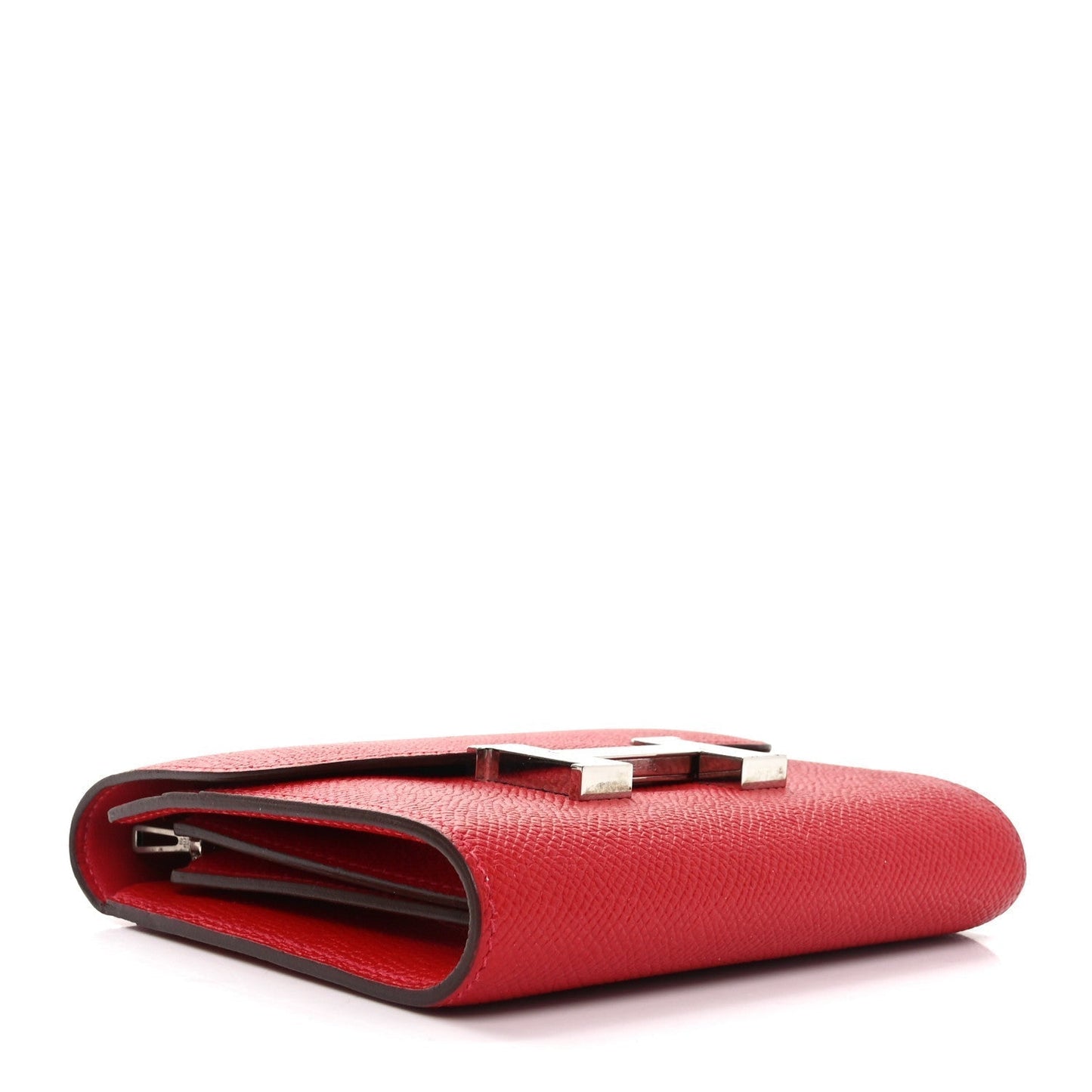 Hermes Epsom Constance Compact Passant Wallet Rouge Casaque