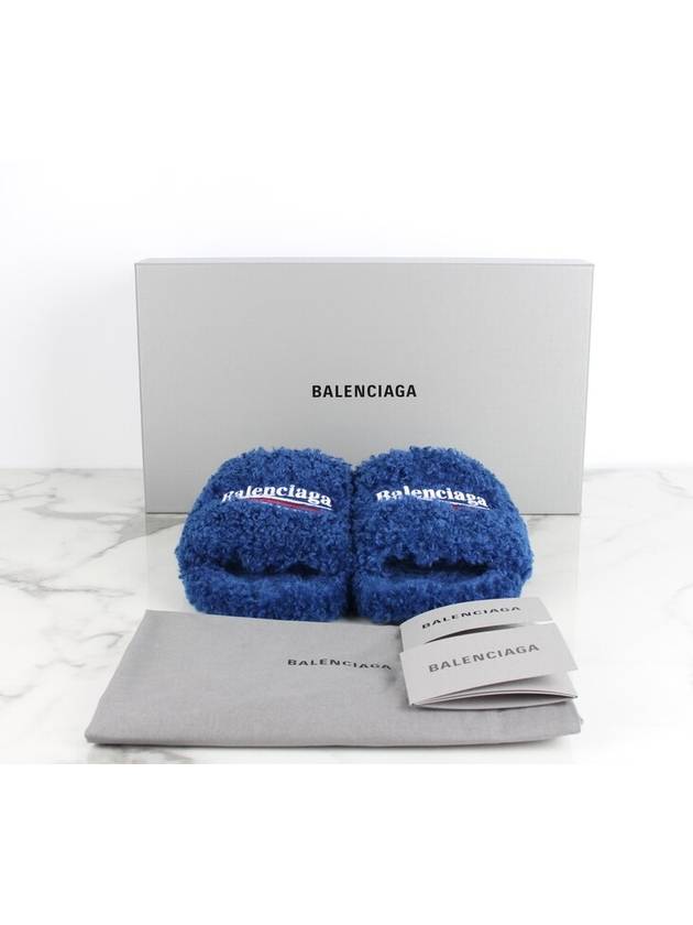 Luxury Balenciaga Trending 2026 fur slide sandals 40