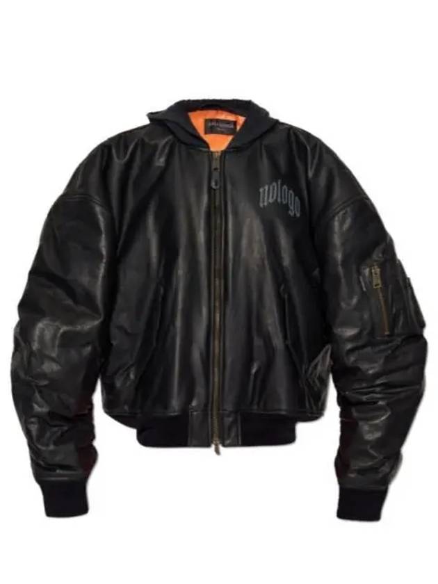 Luxury Balenciaga Trending 2026 Leather Bomber Jacket Black