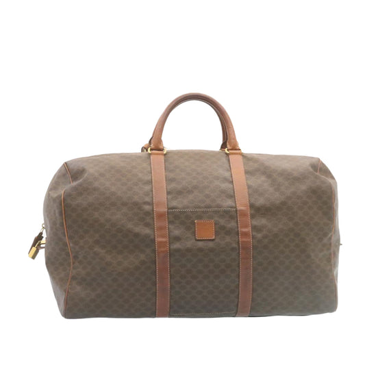Luxury CELINE Macadam Canvas Boston Bag Brown 28060