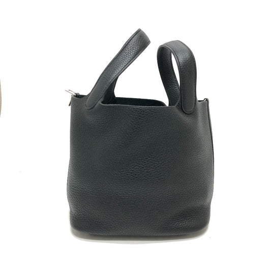 HERMES Handbag leather black Picotan Lock PM Women Used