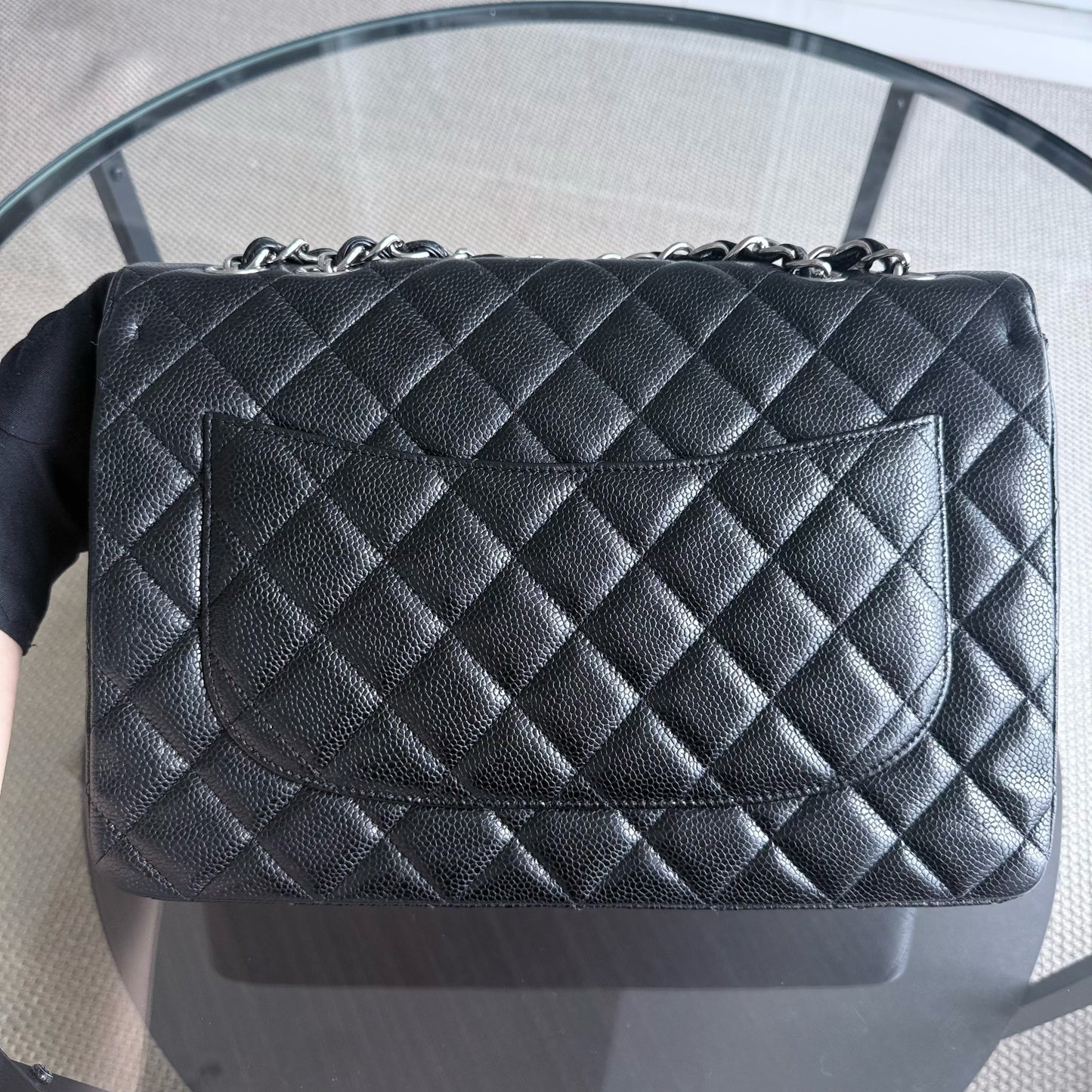 Chanel Classic Flap Jumbo - Single Flap Caviar 30CM Quilted Black Silver Hardware