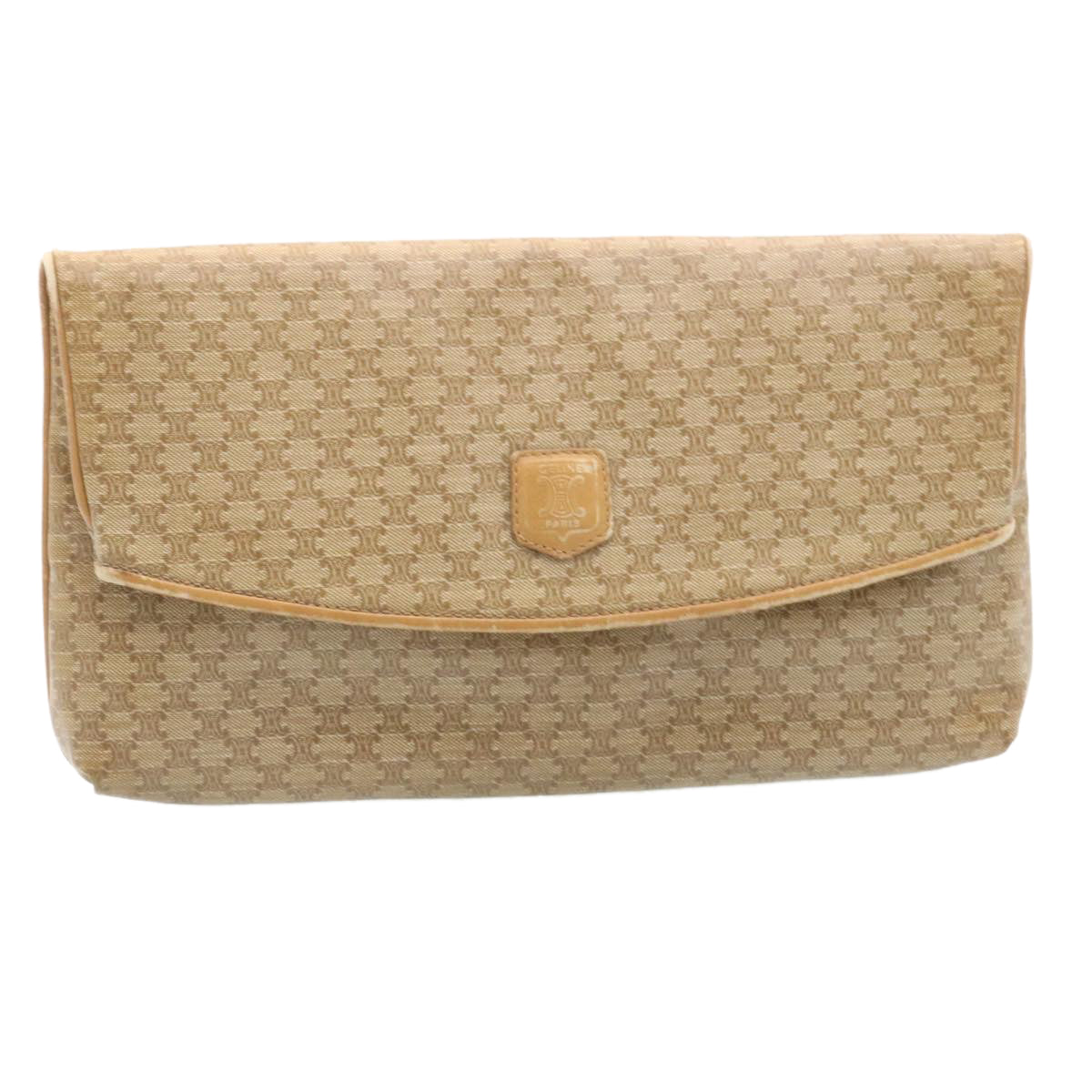 Luxury CELINE Macadam Canvas Clutch Bag PVC Leather Beige 28359