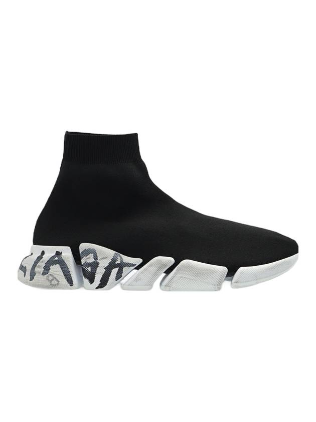Luxury Balenciaga Trending 2026 Speed 2.0 Graffiti Knit High Top Sneakers Black