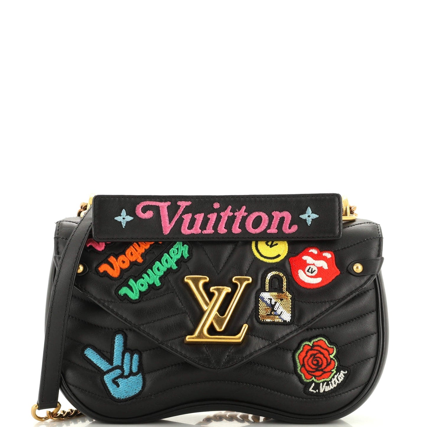 Louis Vuitton New Wave Chain Bag Limited Edition Patches Quilted Leather MM