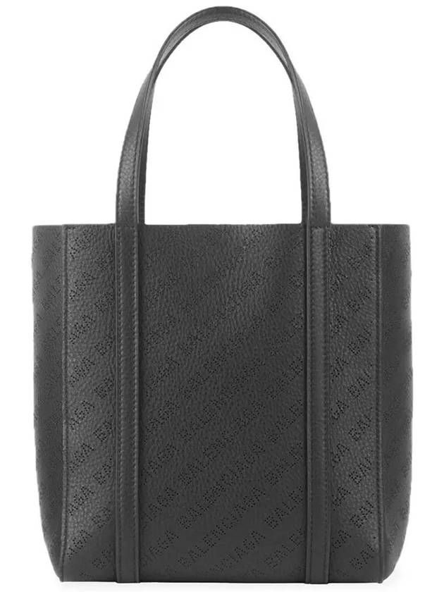 Luxury Balenciaga Trending 2026 Everyday All Over Logo Leather Tote Back Black