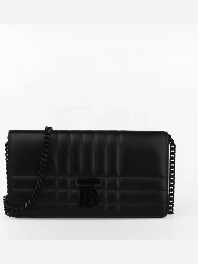 Luxury Burberry WoMen's Lola Detachable Strap Quilted Leather Long Wallet Black