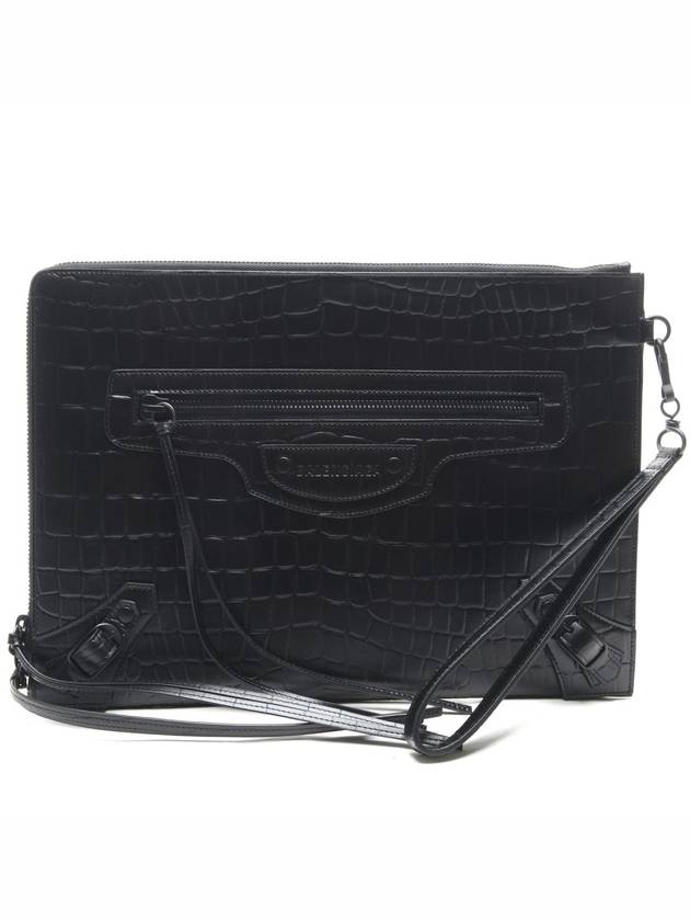 Luxury Balenciaga Trending 2026 Crocodile Strap Clutch Bag Black