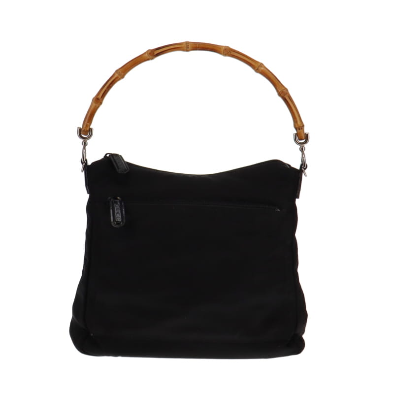 Gucci Bamboo Black Leather Canvas Tote Style 2