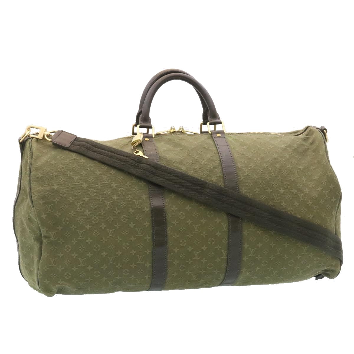 LOUIS VUITTON Monogram Mini Keepall Bandouliere55 Boston Bag Khaki Auth 29090A