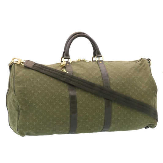 LOUIS VUITTON Monogram Mini Keepall Bandouliere55 Boston Bag Khaki Auth 29090A