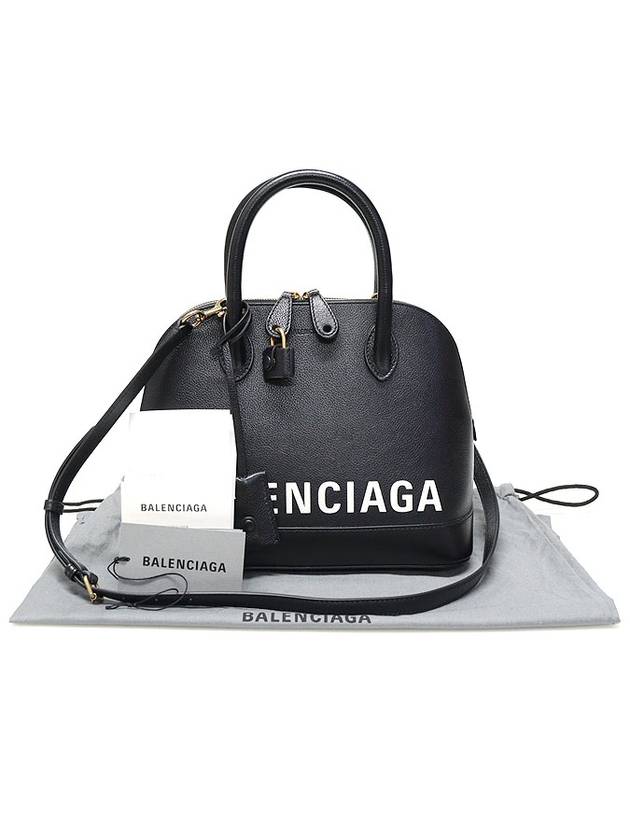 Luxury Balenciaga Trending 2026 550645 Black Leather Logo Printing Bill Top Handle Small 2WAY