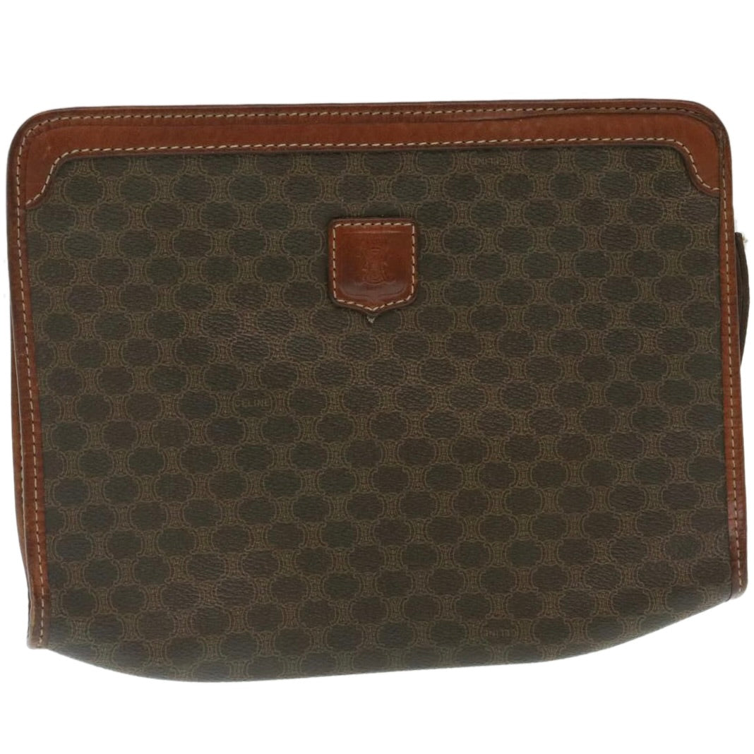 Luxury CELINE Macadam Canvas Clutch Bag PVC Leather Brown  29196