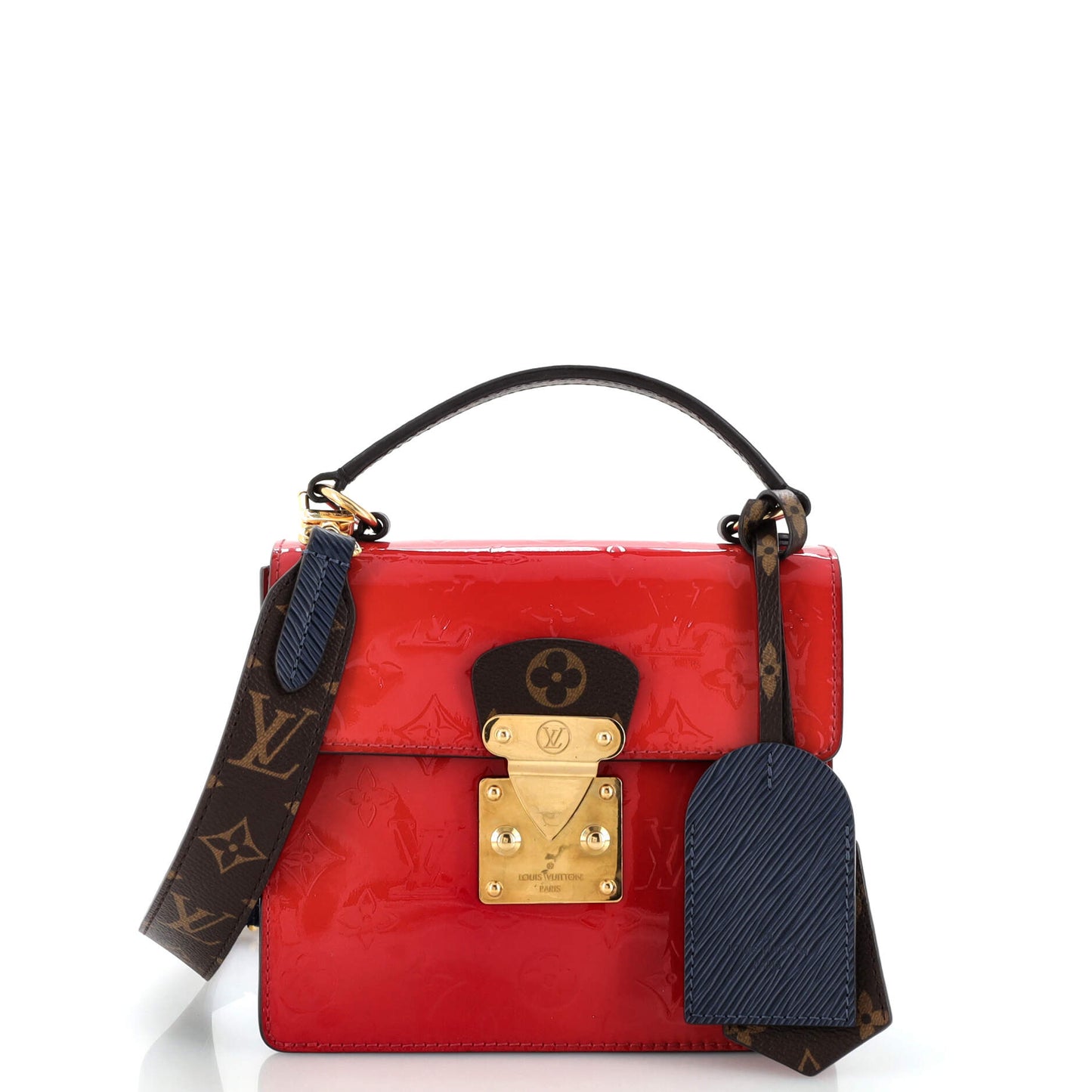 Louis Vuitton Spring Street NM Handbag Monogram Vernis with Monogram Canvas and Epi Leather