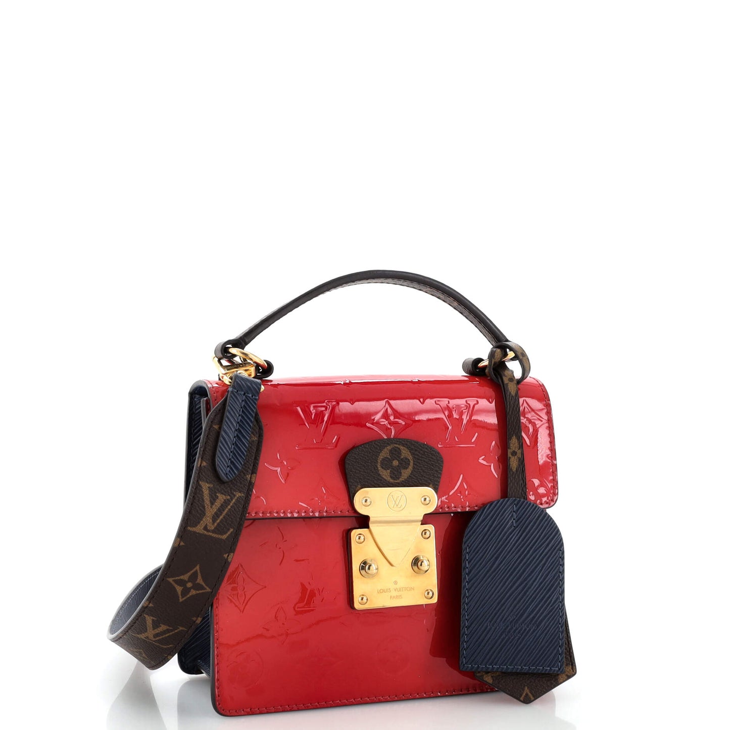 Louis Vuitton Spring Street NM Handbag Monogram Vernis with Monogram Canvas and Epi Leather