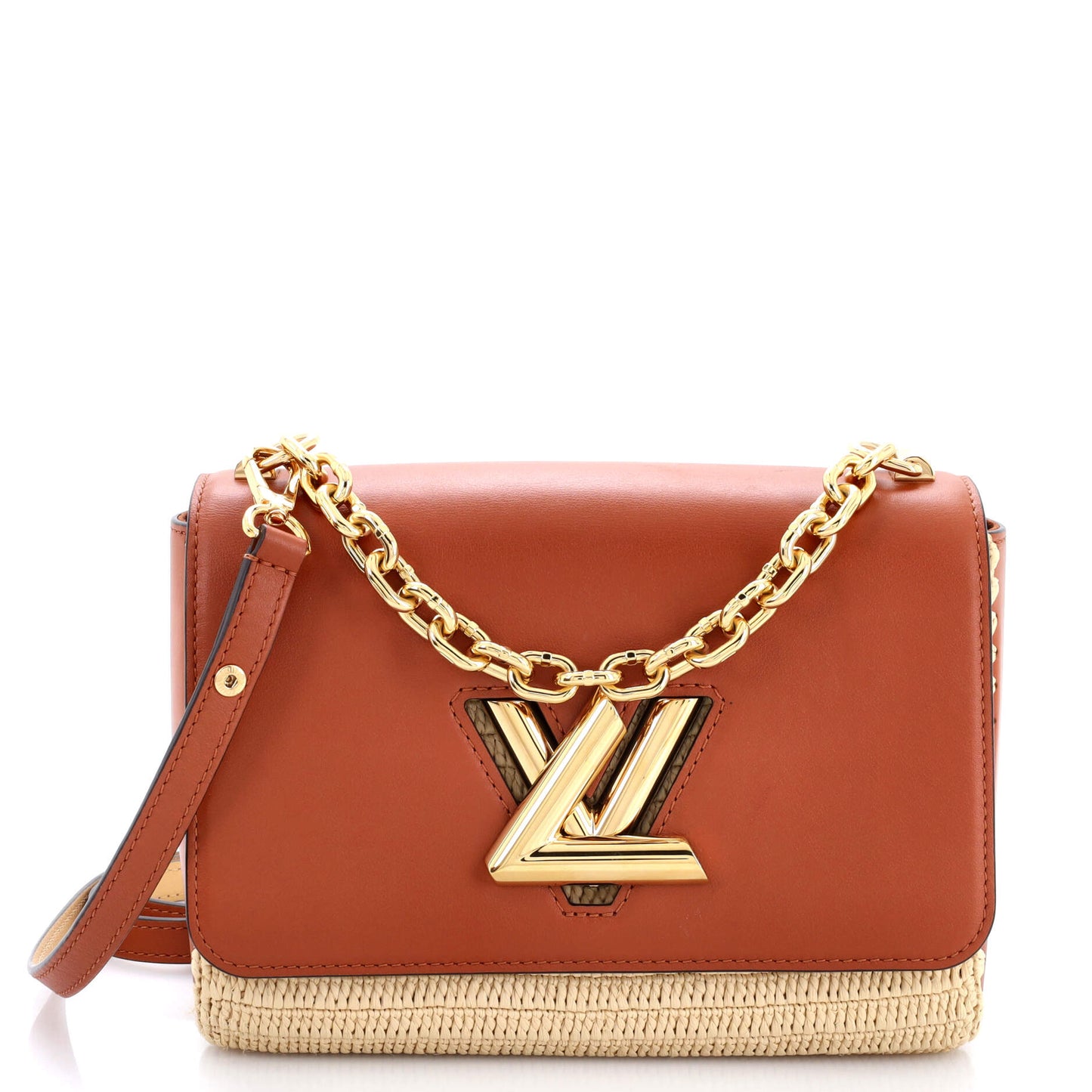 Louis Vuitton Twist Convertible Handbag Leather and Raffia MM