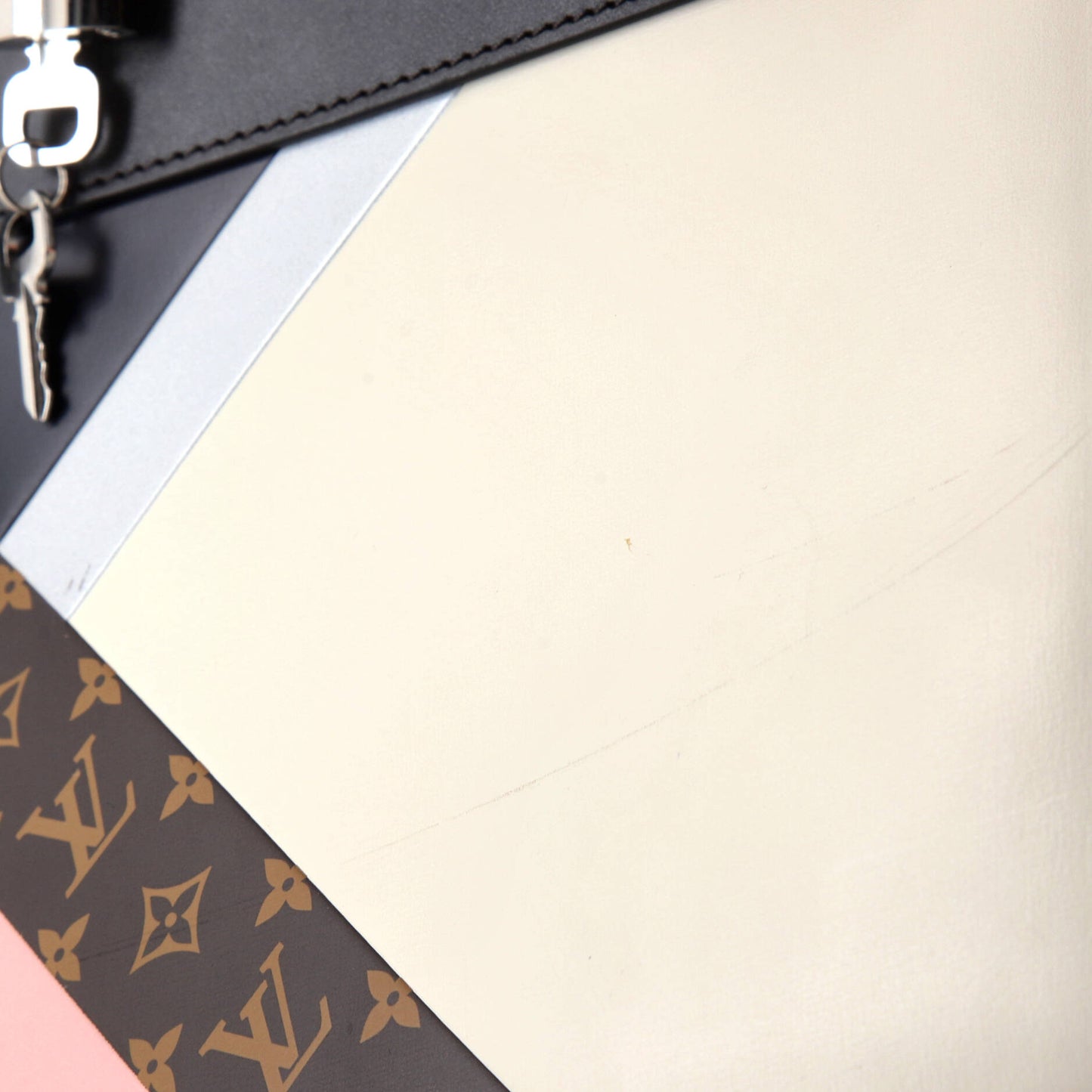 Louis Vuitton City Steamer Handbag Leather with Monogram Canvas MM