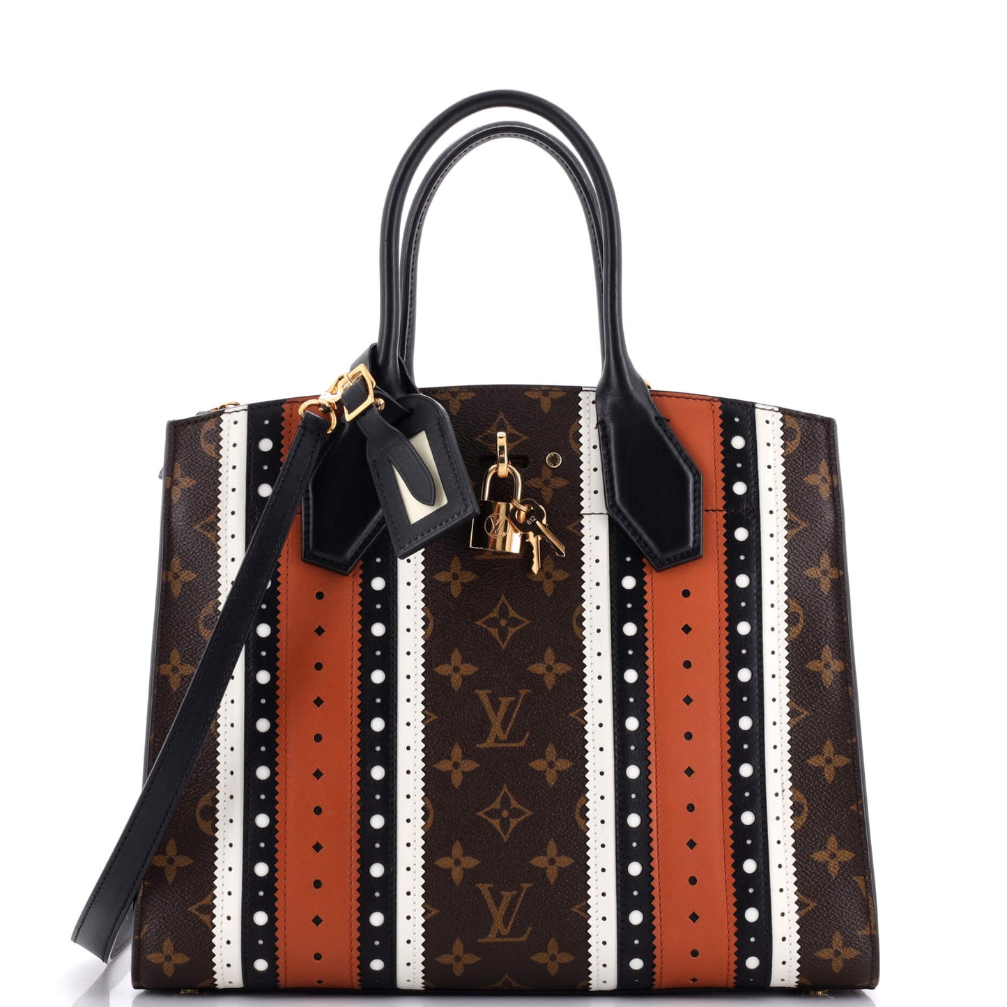 Louis Vuitton City Steamer Handbag Limited Edition Brogue Monogram Canvas and Leather MM