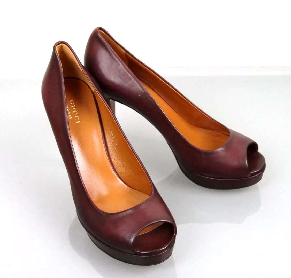 Gucci Betty Open-Toe Platform Pump SHOES Plum 8.5