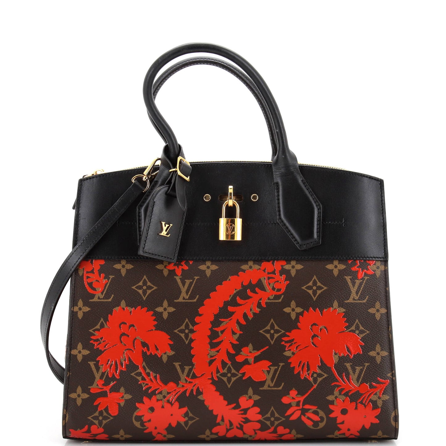 Louis Vuitton City Steamer Handbag Limited Edition Blossom Monogram Canvas and Leather MM