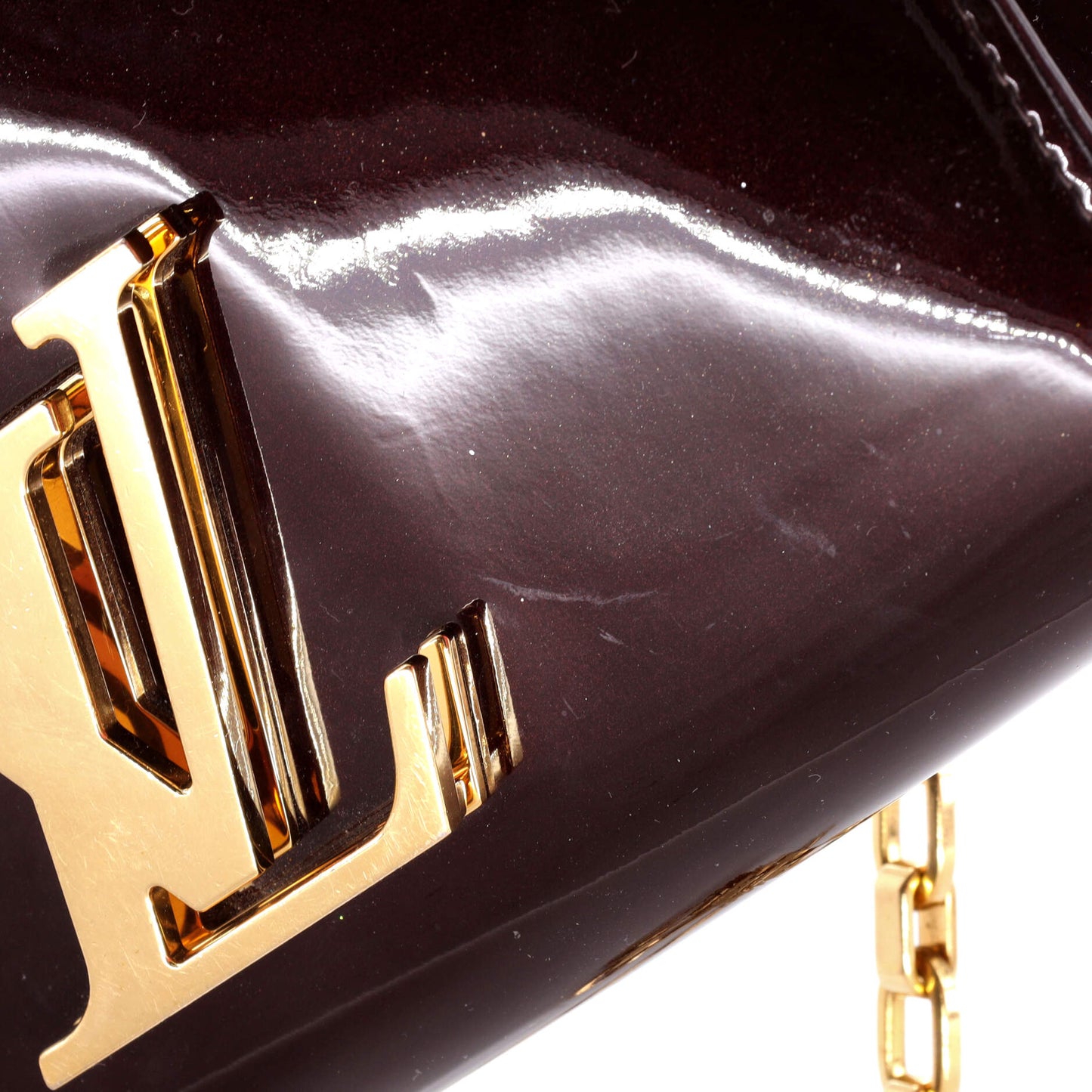 Louis Vuitton Chain Louise Clutch Patent MM