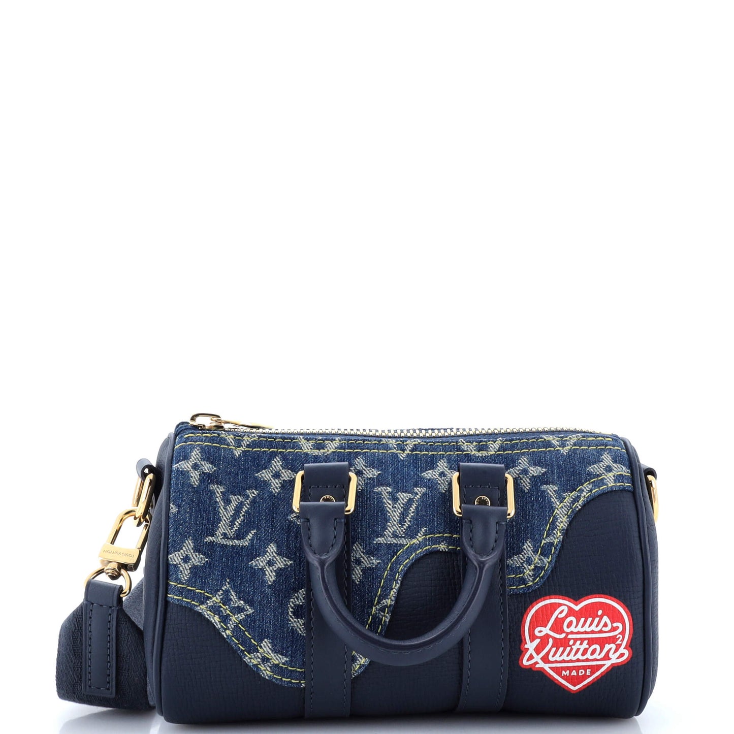 Louis Vuitton Nigo Keepall Bandouliere Bag Monogram Denim and Taurillon Leather XS