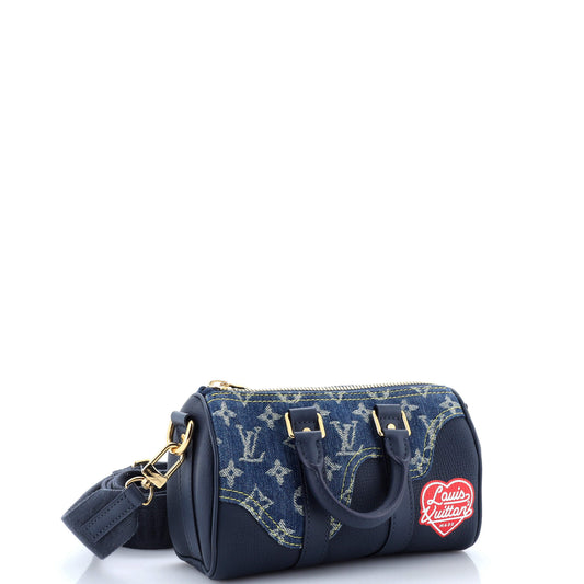Louis Vuitton Nigo Keepall Bandouliere Bag Monogram Denim and Taurillon Leather XS