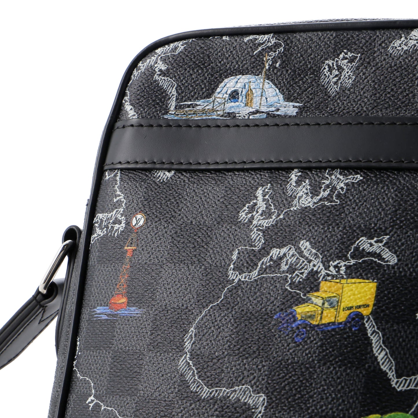 Louis Vuitton Danube Slim Bag Limited Edition Renaissance Map Damier Graphite PM